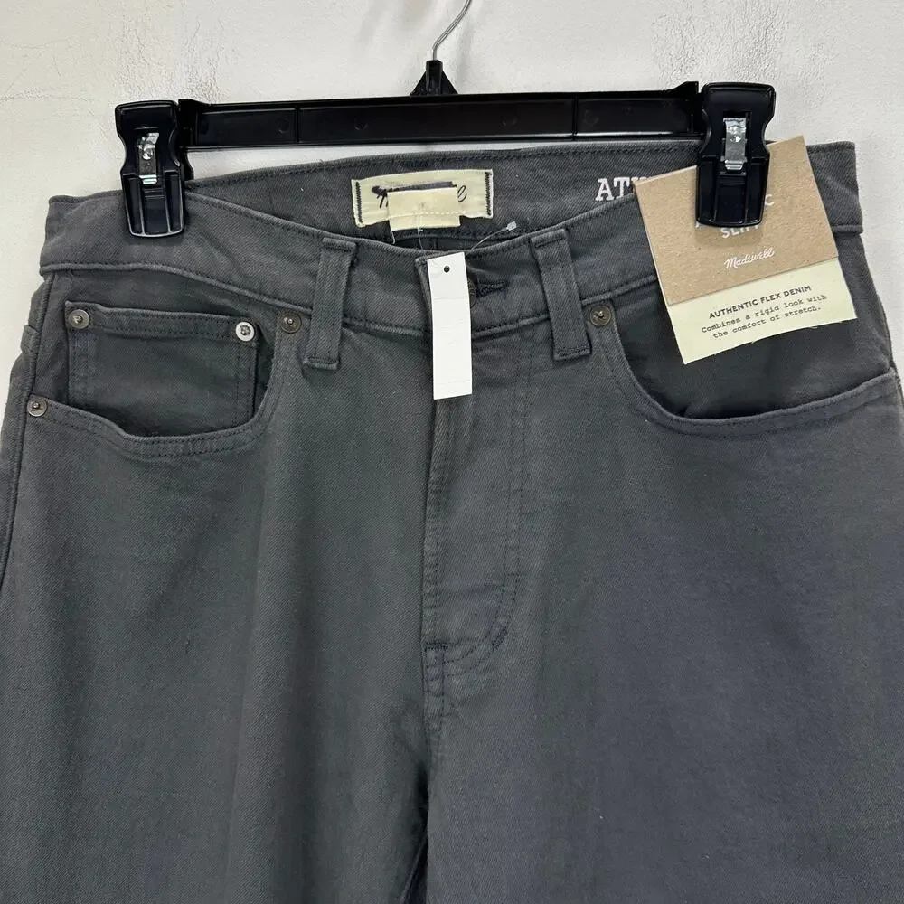 Madewell Garment Dyed Athletic Slim Jeans Thunder Cloud Gray Mens W 30 L 32 NWT